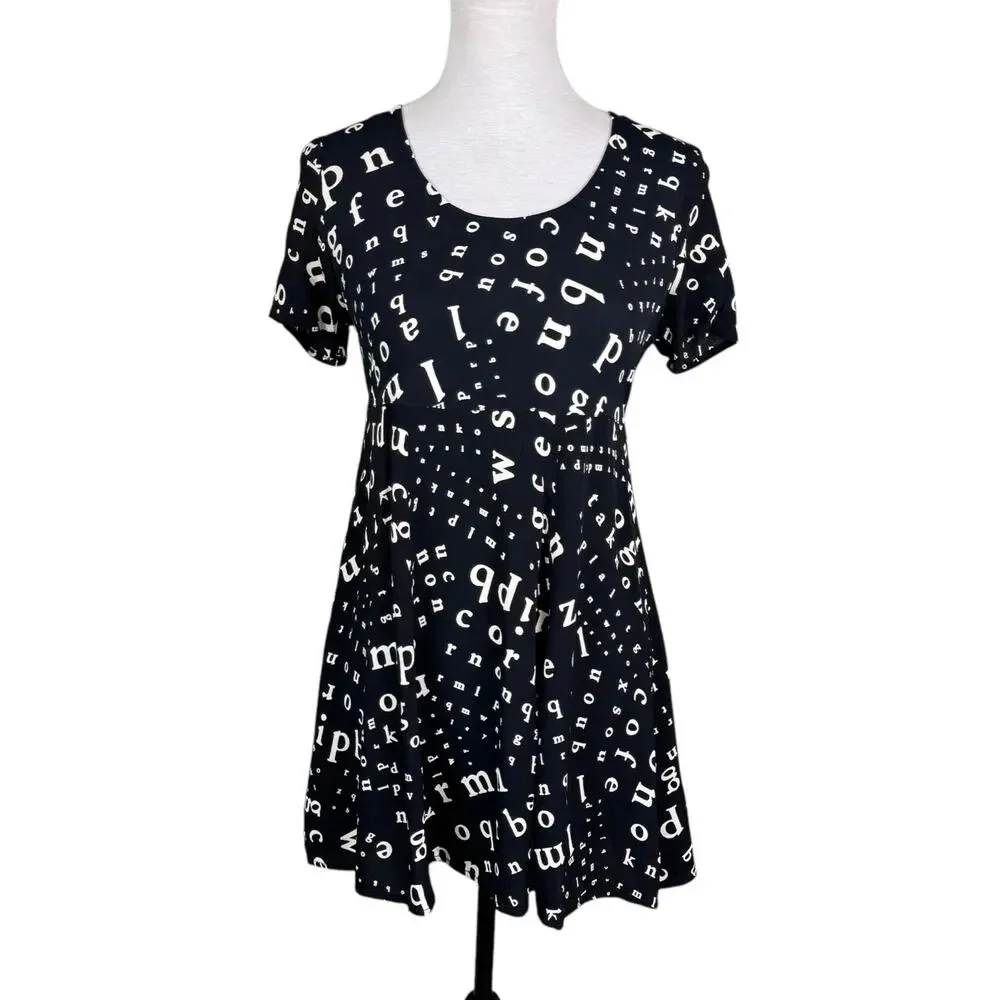 Laundry by Shelli Segal Vintage Black & White Alphabet Mini Dress - Picture 1 of 11
